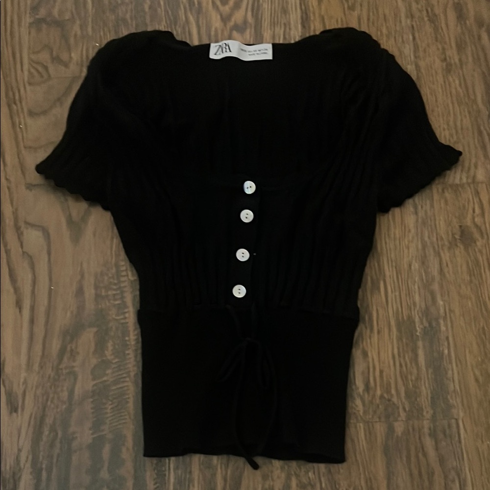 Zara Black Button-Up Women's Top